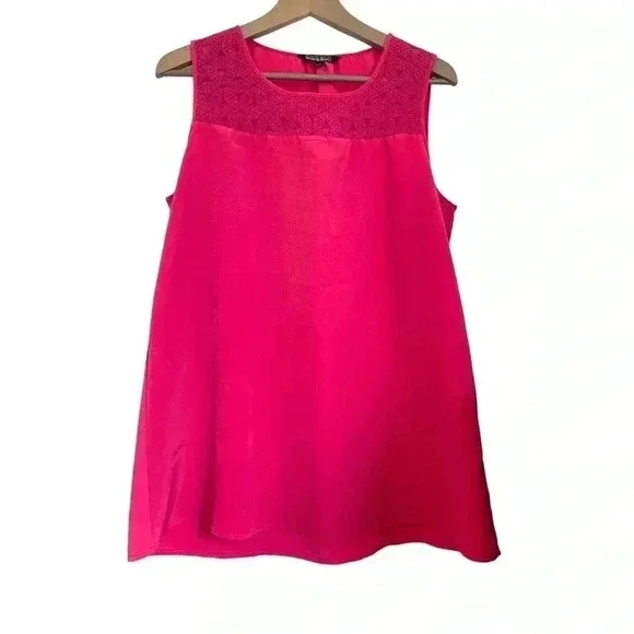 Nicolle Miller,  hot pink tunic with lace - Picture 1 of 4